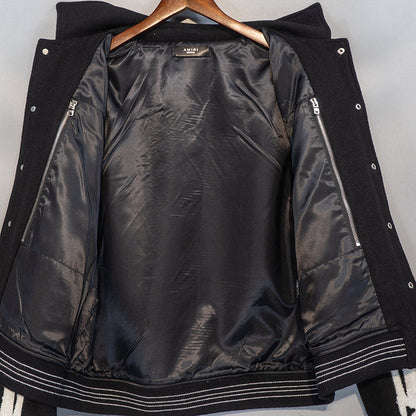 AMIRI thickened loose bomber baseball jacket black