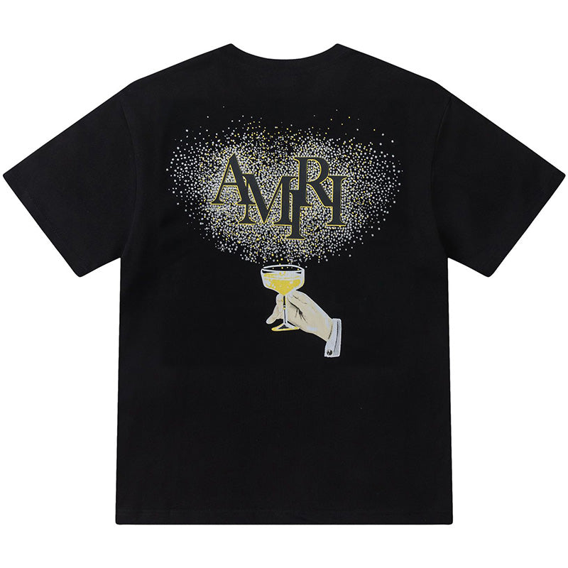 AMIRI Crystal Embellished Champagne Logo T-Shirts