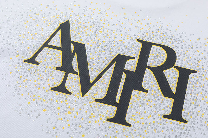 AMIRI Crystal Embellished Champagne Logo T-Shirts
