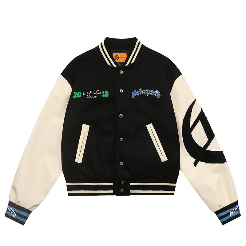 Godspeed Mens F.T.D Wool Varsity Jacket Black/blue
