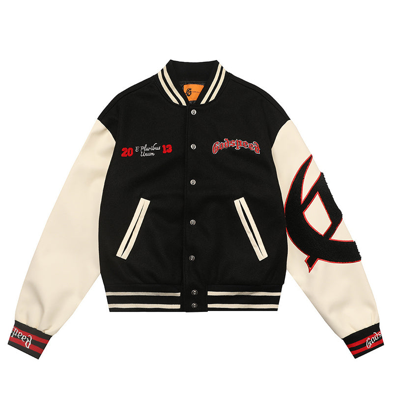Godspeed Mankind Vs Ai Varsity Jacket Black/red