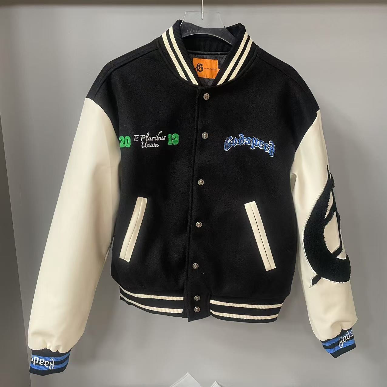 Godspeed Mens F.T.D Wool Varsity Jacket Black/blue