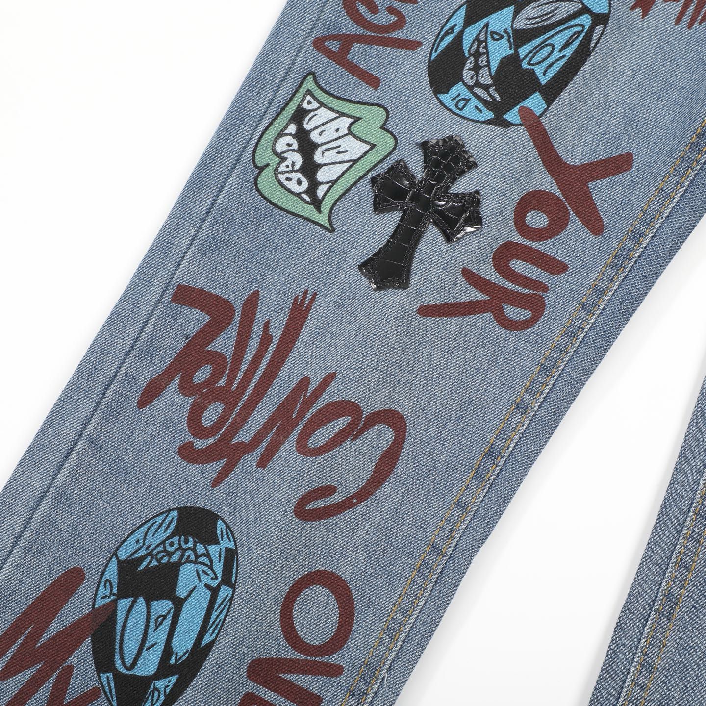 Chrome Hearts American street art cross with straight shaft Pants W1 