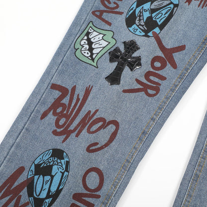 Chrome Hearts American street art cross with straight shaft Pants